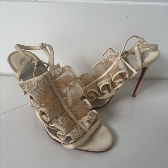 Christian Louboutin Cream Lace Women Sandals size 39 - Picture 3 of 10